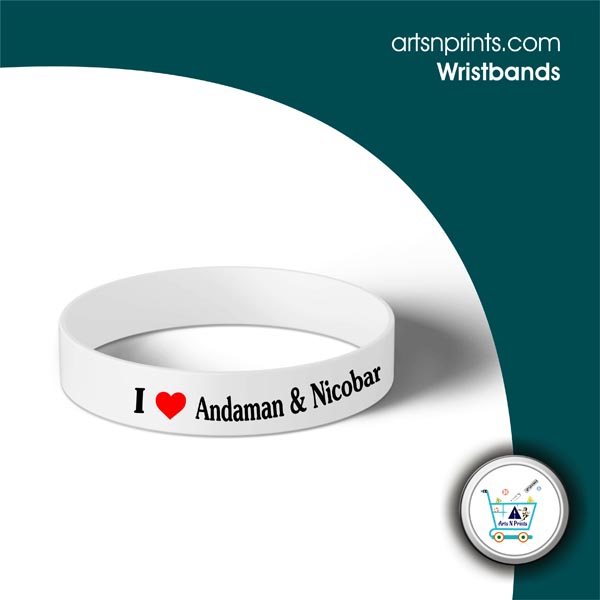 I LOVE Andaman & Nicobar silicon hand wristbands by AndamanandNicobarrtsNprints