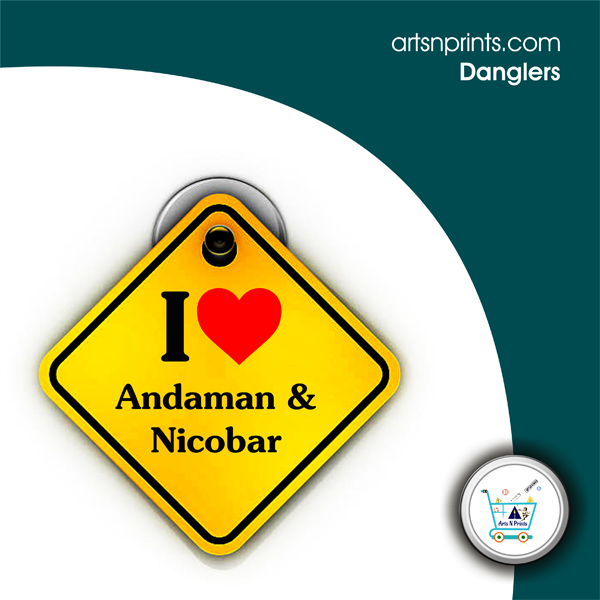 I Love ANDAMAN AND NICOBAR custom car dangler by artsnprints