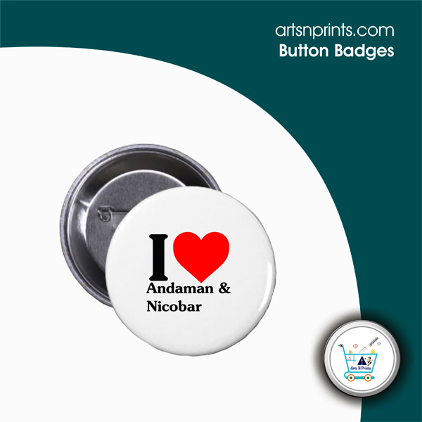 I love ANDAMAN AND NICOBAR Button pocket badges made on demand or order by indiaartsnprints